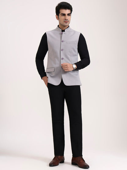 Grey Solid Regular Fit Waistcoat | Wyre