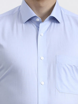 Blue Solid Regular Fit Formal Shirt | JadeBlue