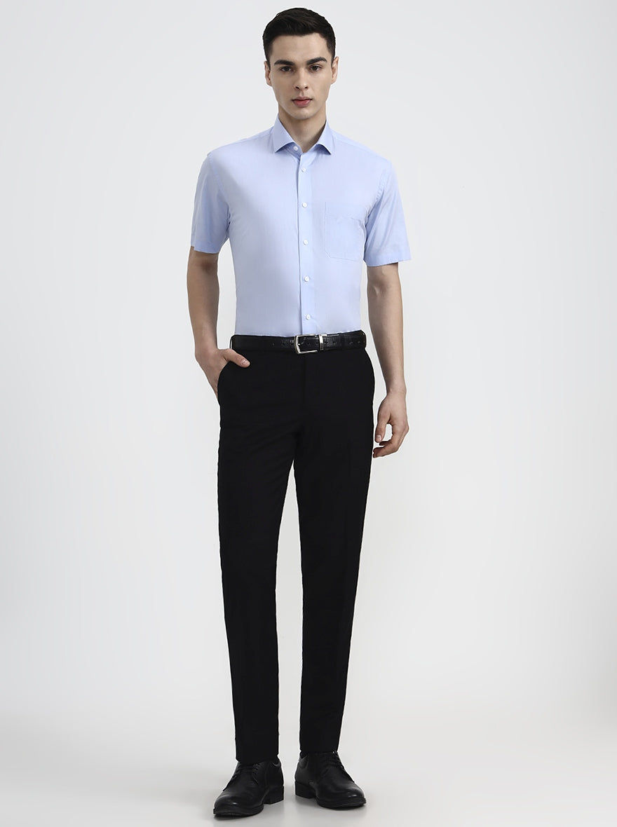 Blue Solid Regular Fit Formal Shirt | JadeBlue