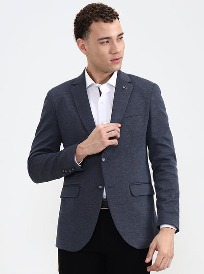 Blue Solid Regular Fit Blazer | Wyre