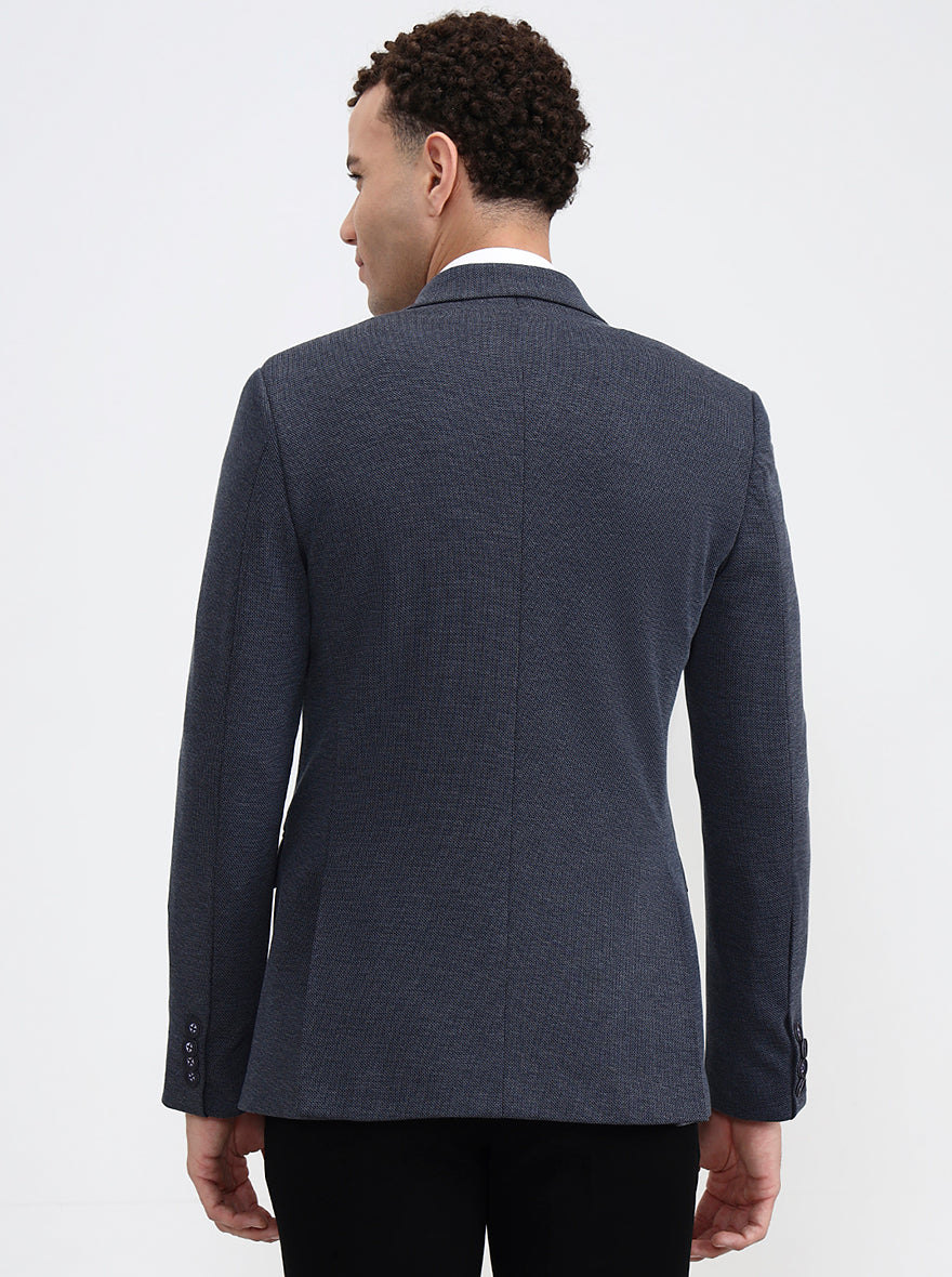 Blue Solid Regular Fit Blazer | Wyre