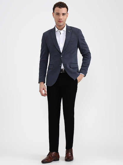 Blue Solid Regular Fit Blazer | Wyre