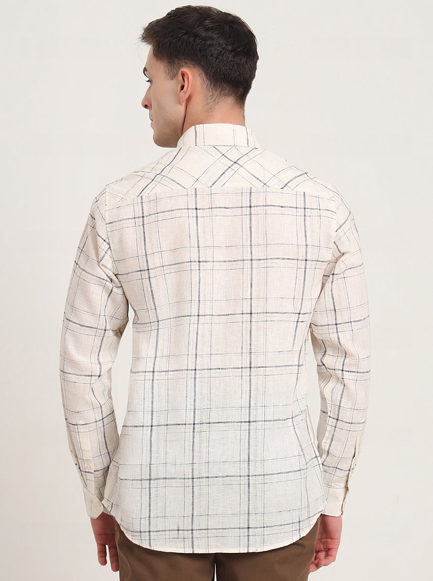 White Checked Slim Fit Casual Shirt | JadeBlue
