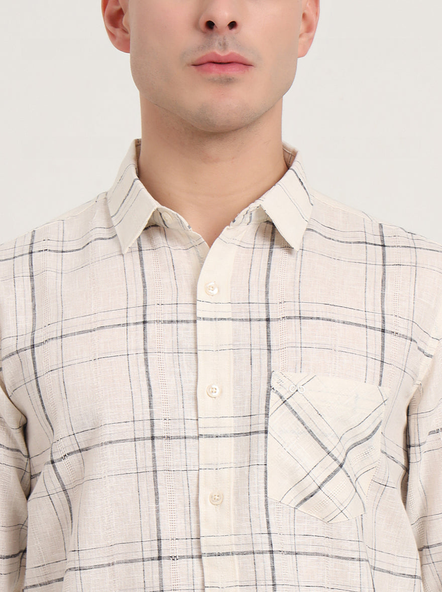 White Checked Slim Fit Casual Shirt | JadeBlue
