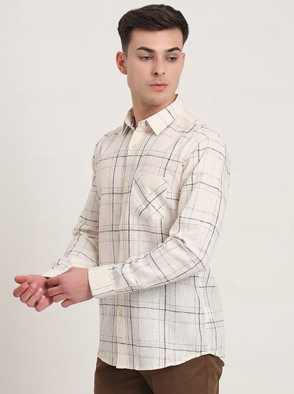 White Checked Slim Fit Casual Shirt | JadeBlue