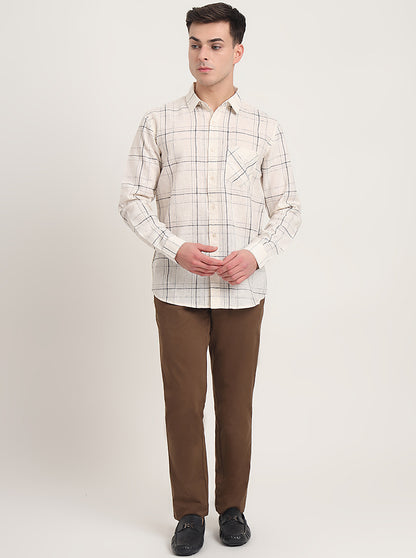 White Checked Slim Fit Casual Shirt | JadeBlue