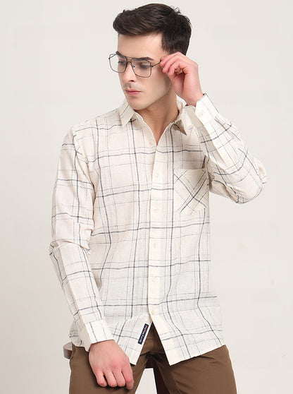 White Checked Slim Fit Casual Shirt | JadeBlue