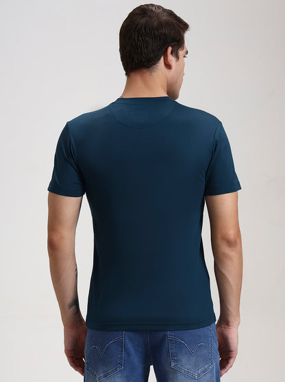 Teal Printed Slim Fit T-Shirt | JadeBlue