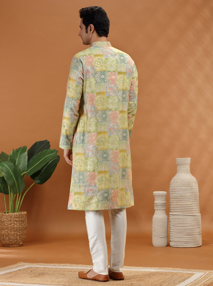 Lime Green Embroidered Kurta Pajama | TULA
