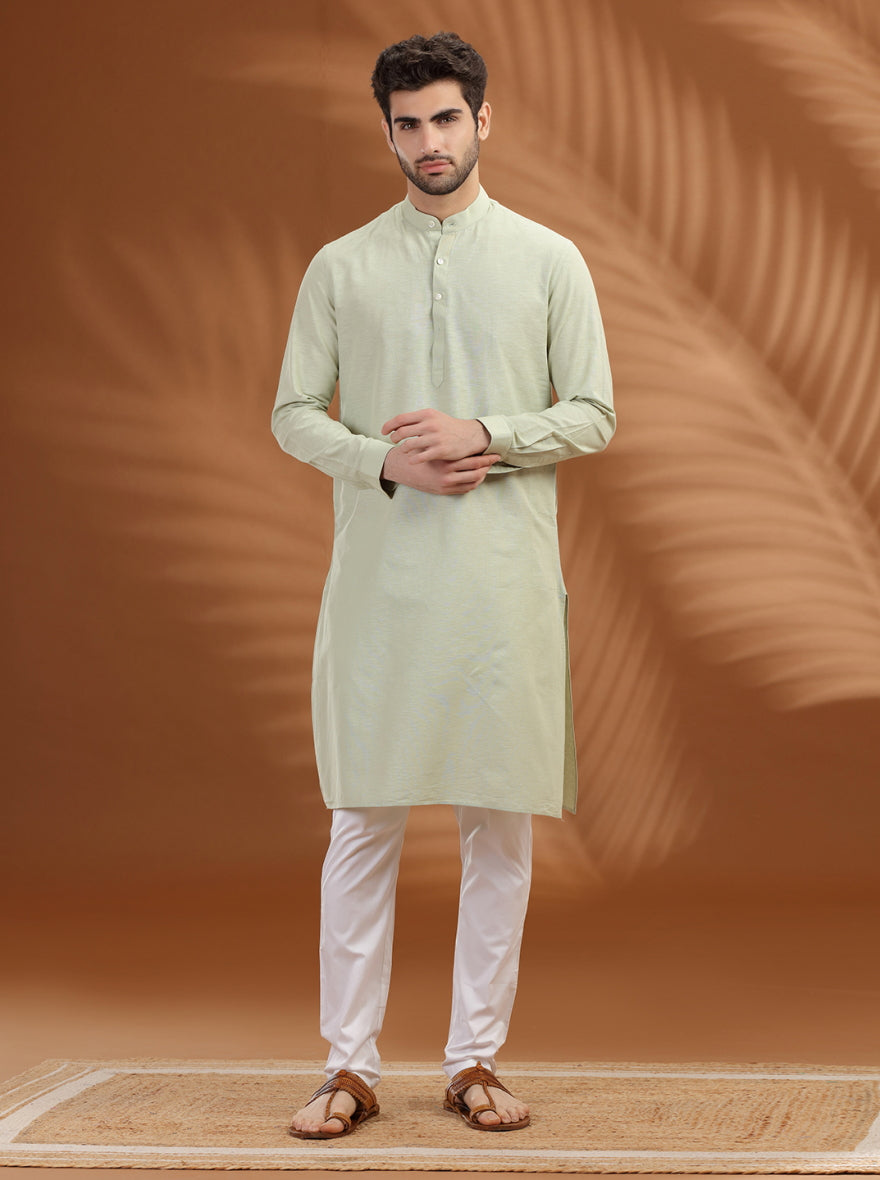 Pista Green Solid Modi Kurta | JadeBlue
