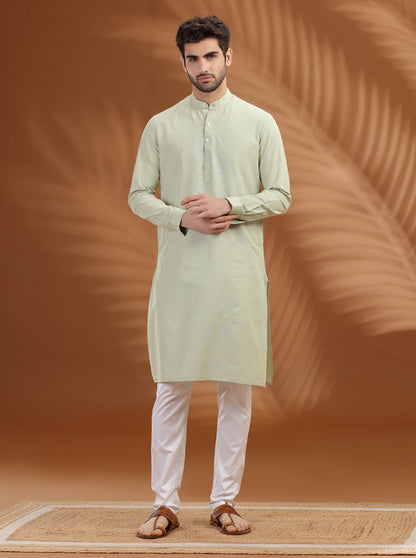 Pista Green Solid Modi Kurta | JadeBlue