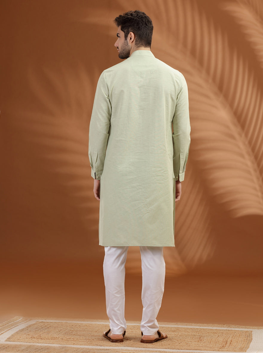 Pista Green Solid Modi Kurta | JadeBlue