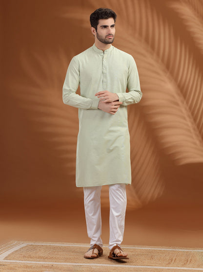 Pista Green Solid Modi Kurta | JadeBlue