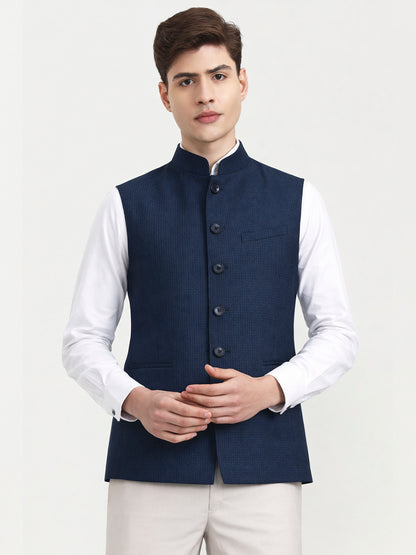Peacock Blue Solid  Modi Jacket | JadeBlue