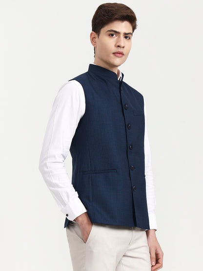 Peacock Blue Solid  Modi Jacket | JadeBlue