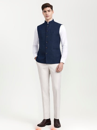 Peacock Blue Solid  Modi Jacket | JadeBlue