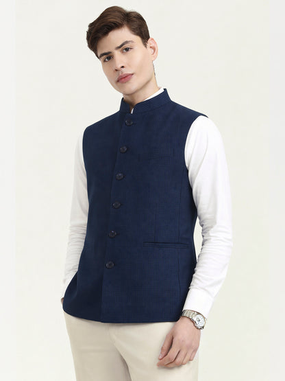 Peacock Blue Solid  Modi Jacket | JadeBlue