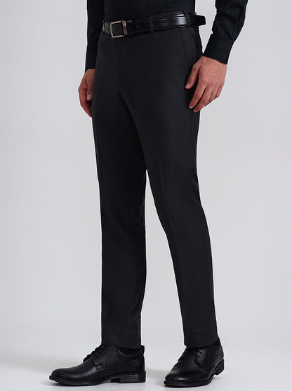 Dark Grey Solid Slim Fit Formal Trouser | Metal