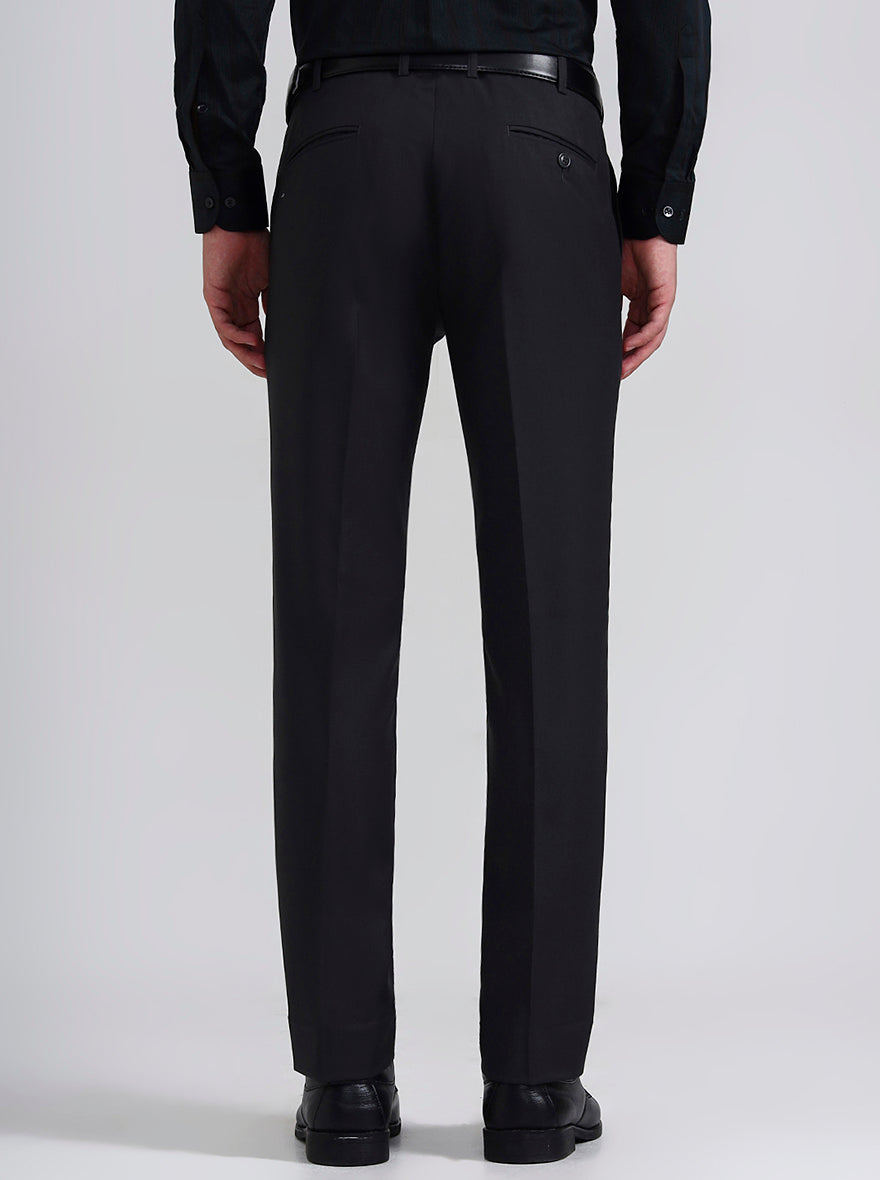 Dark Grey Solid Slim Fit Formal Trouser | Metal
