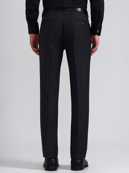 Dark Grey Solid Slim Fit Formal Trouser | Metal