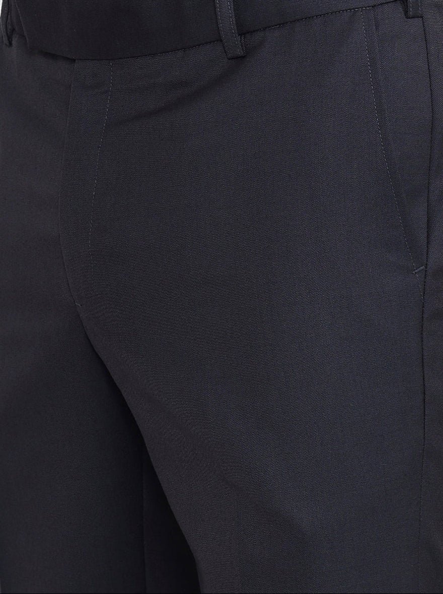 Dark Grey Solid Slim Fit Formal Trouser | Metal