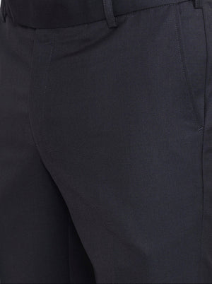 Dark Grey Solid Slim Fit Formal Trouser | Metal