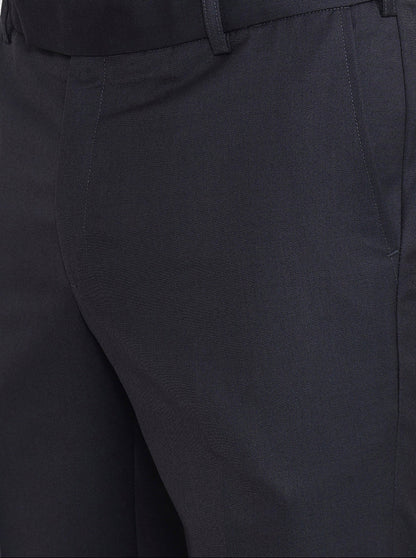 Dark Grey Solid Slim Fit Formal Trouser | Metal