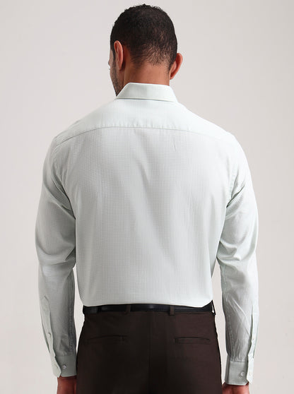 Pista Green Solid Regular Fit Formal Shirt | JadeBlue