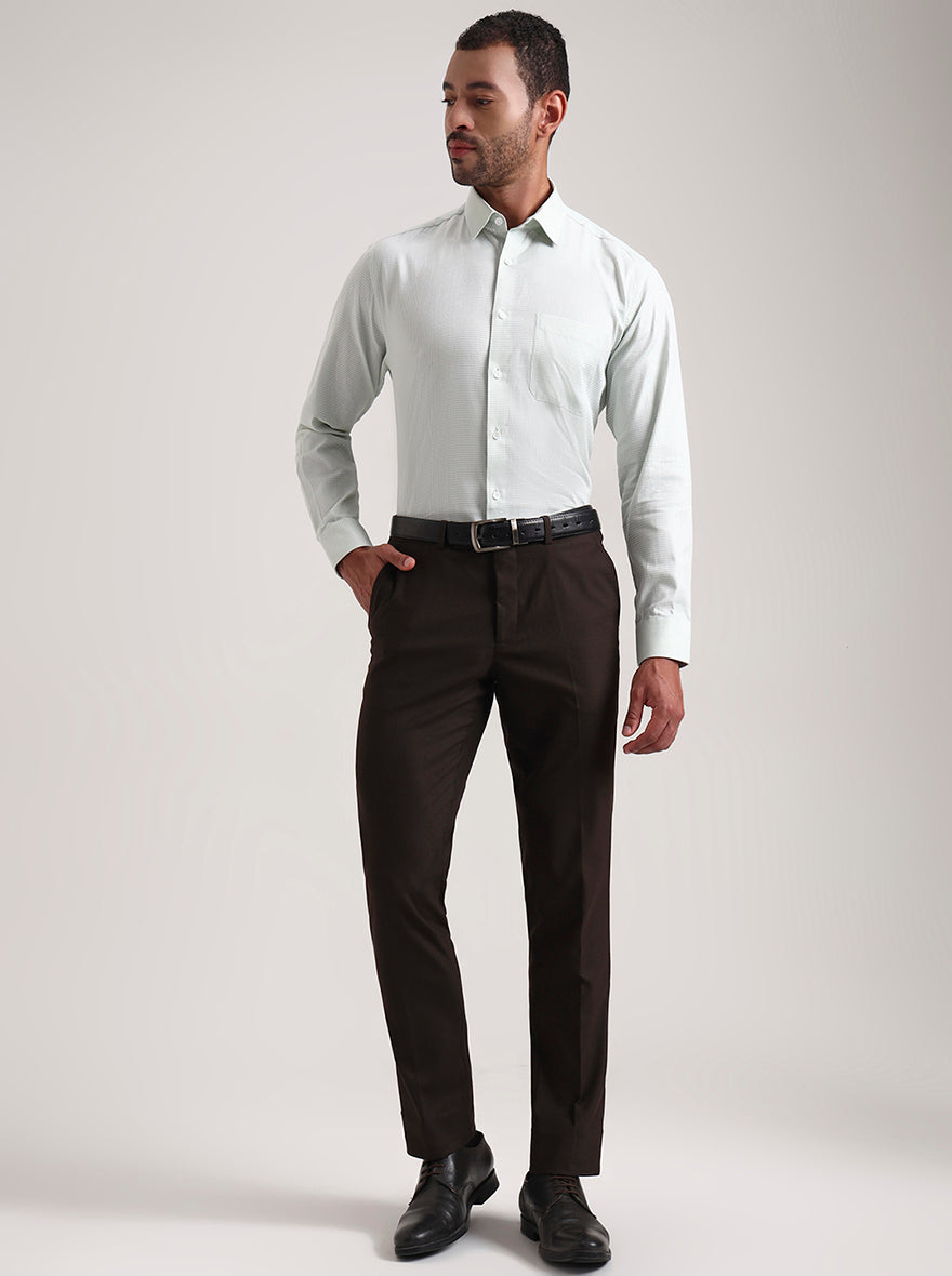 Pista Green Solid Regular Fit Formal Shirt | JadeBlue