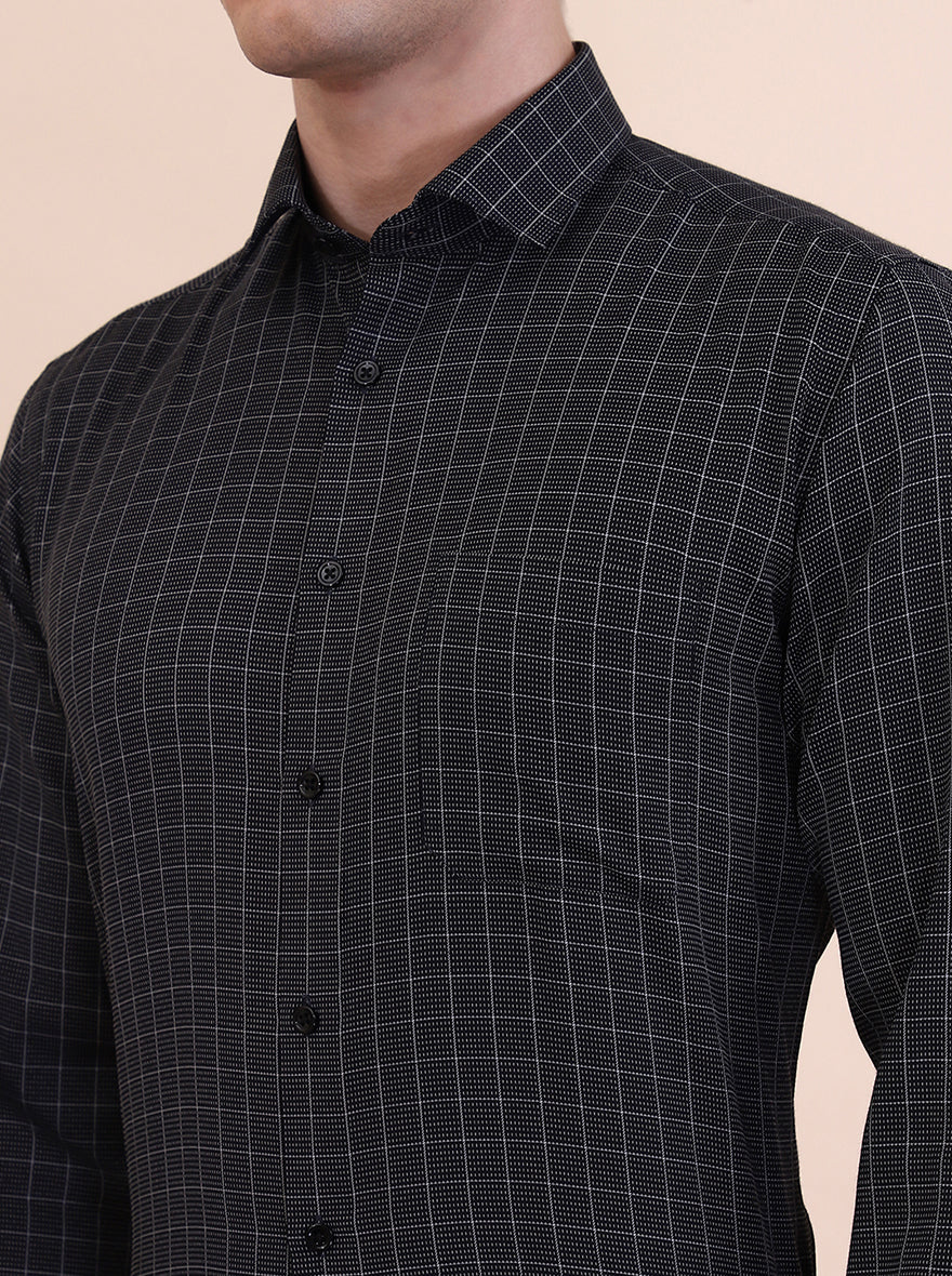 Black Checked Slim Fit Formal Shirt | Greenfibre