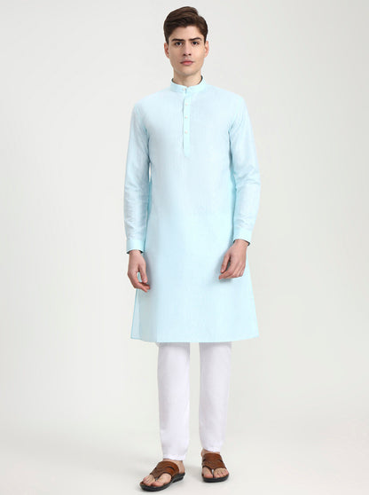 Ice Green Solid Modi Kurta | JadeBlue