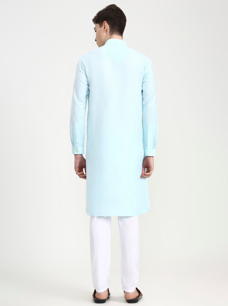 Ice Green Solid Modi Kurta | JadeBlue