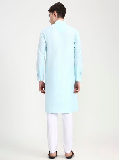 Ice Green Solid Modi Kurta | JadeBlue
