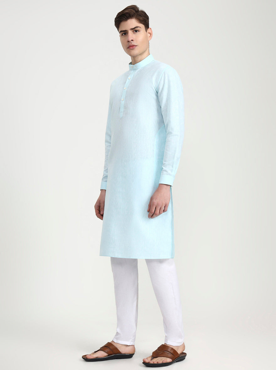 Ice Green Solid Modi Kurta | JadeBlue