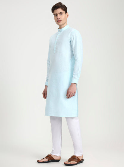 Ice Green Solid Modi Kurta | JadeBlue