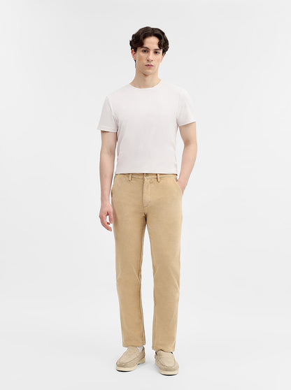 Beige Striped Uno Fit Casual Trouser | JadeBlue