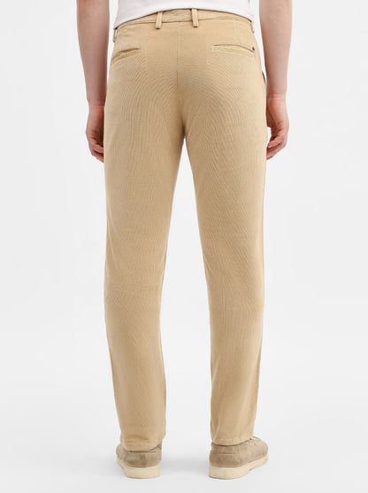 Beige Striped Uno Fit Casual Trouser | JadeBlue