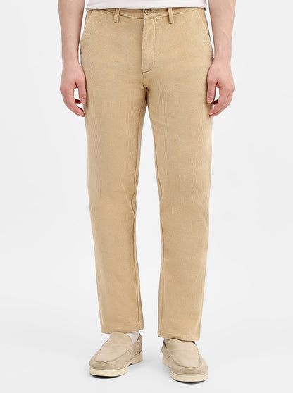 Beige Striped Uno Fit Casual Trouser | JadeBlue