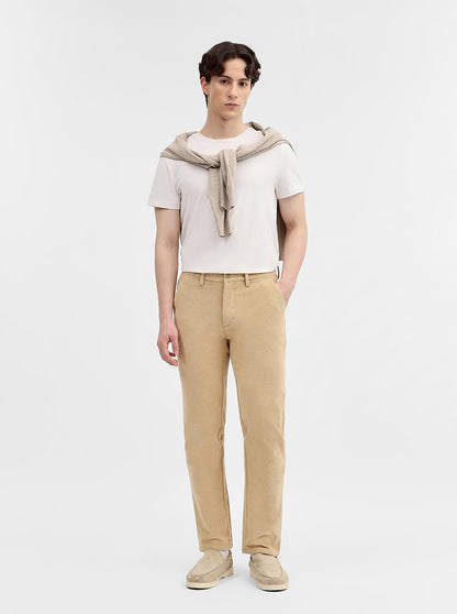 Beige Striped Uno Fit Casual Trouser | JadeBlue