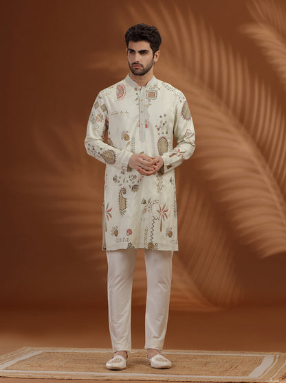 Pista Green Embroidered Kurta Pajama | TULA