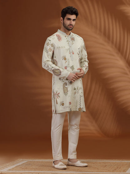 Pista Green Embroidered Kurta Pajama | TULA
