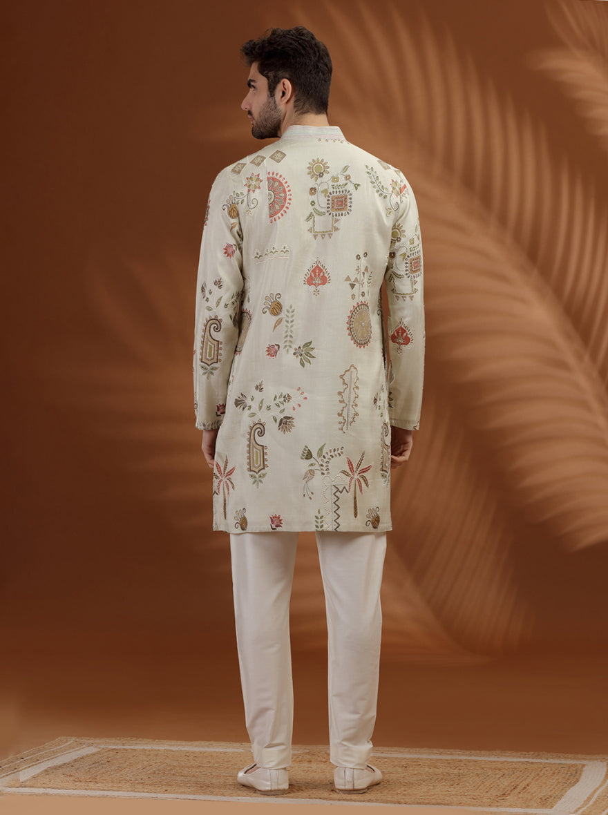 Pista Green Embroidered Kurta Pajama | TULA