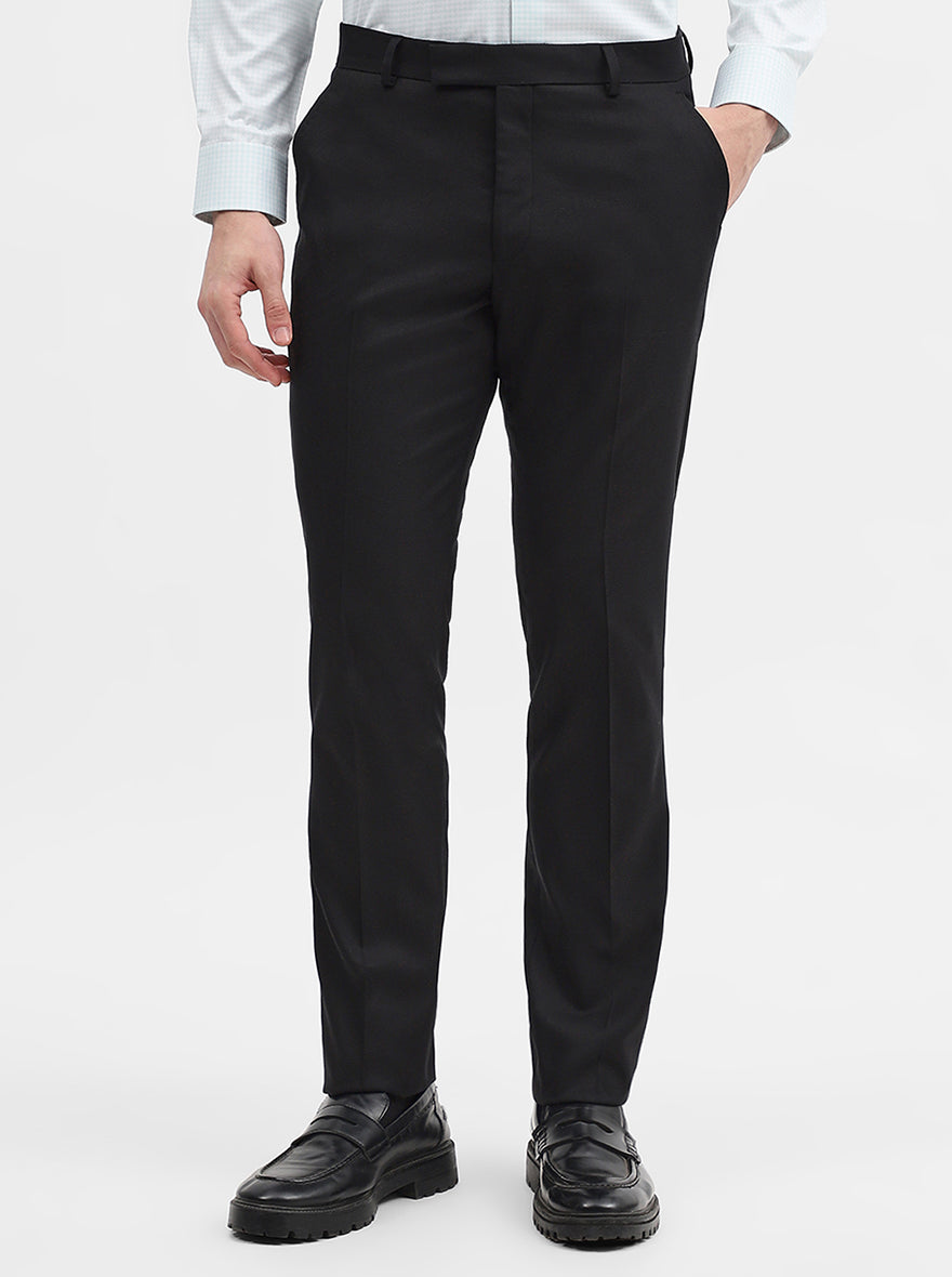 Black Solid Super Slim Fit Formal Trouser | Greenfibre