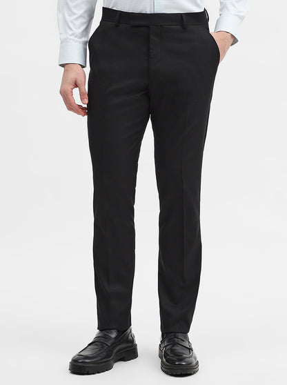 Black Solid Super Slim Fit Formal Trouser | Greenfibre