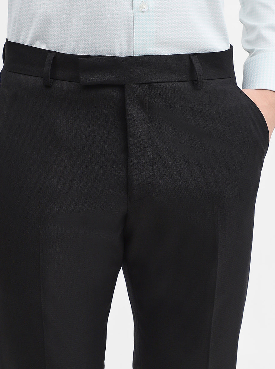 Black Solid Super Slim Fit Formal Trouser | Greenfibre