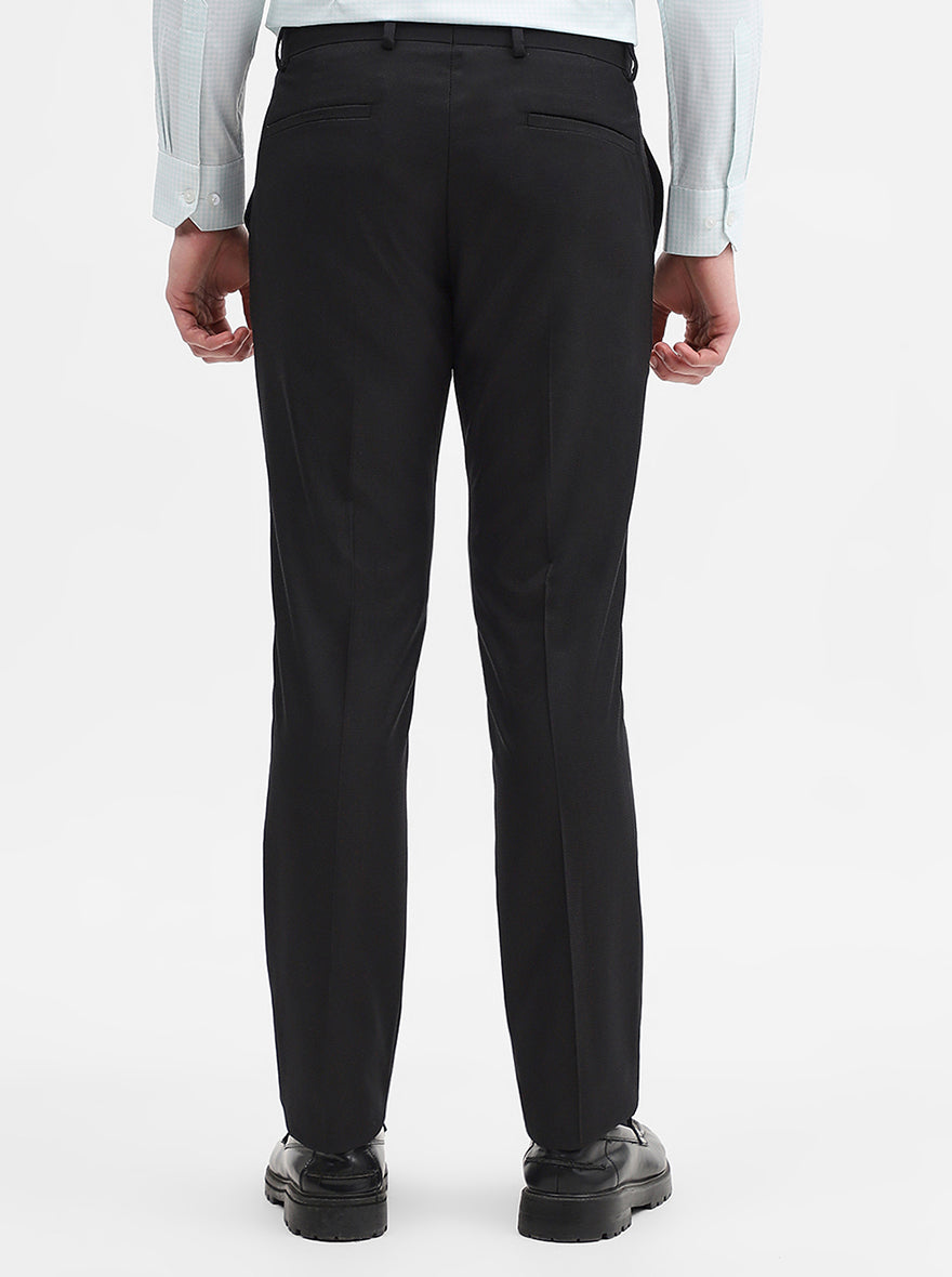 Black Solid Super Slim Fit Formal Trouser | Greenfibre