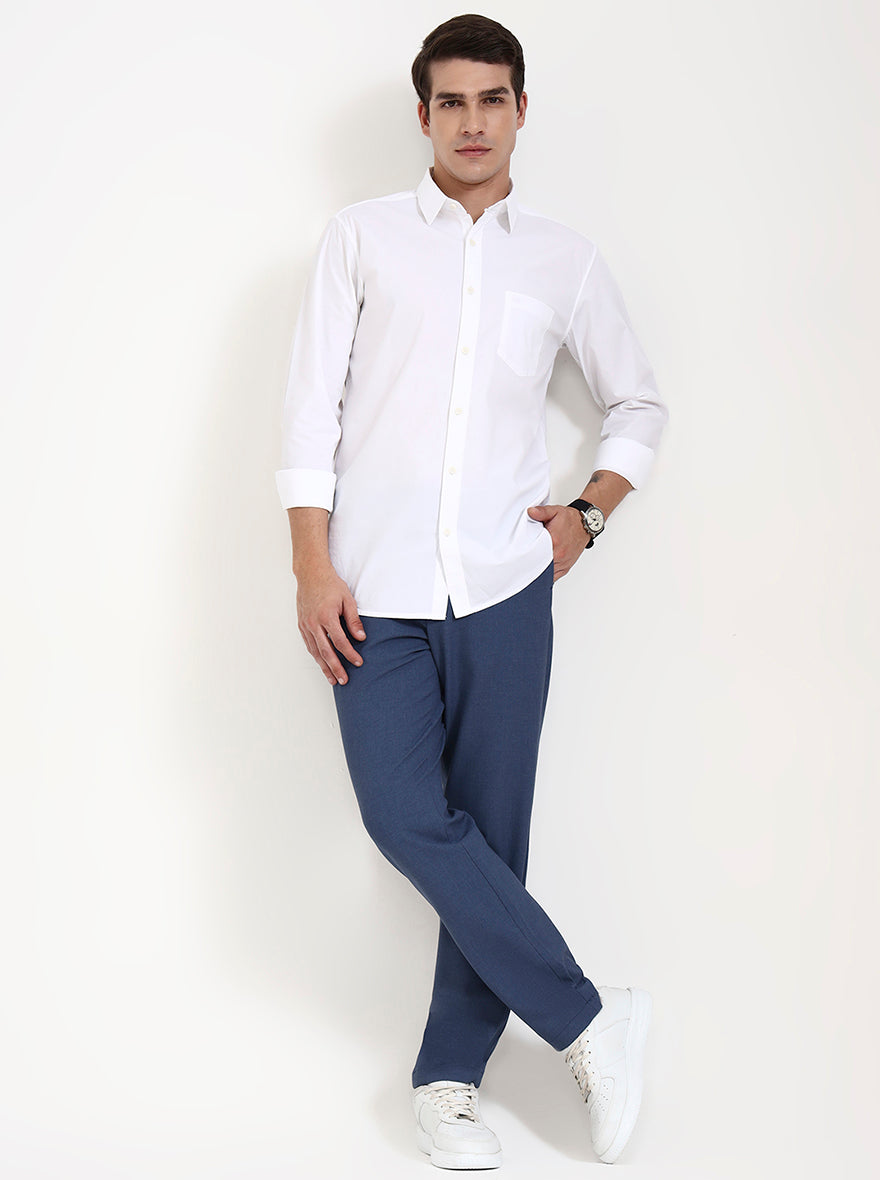 White Solid Slim Fit Casual Shirt | JadeBlue