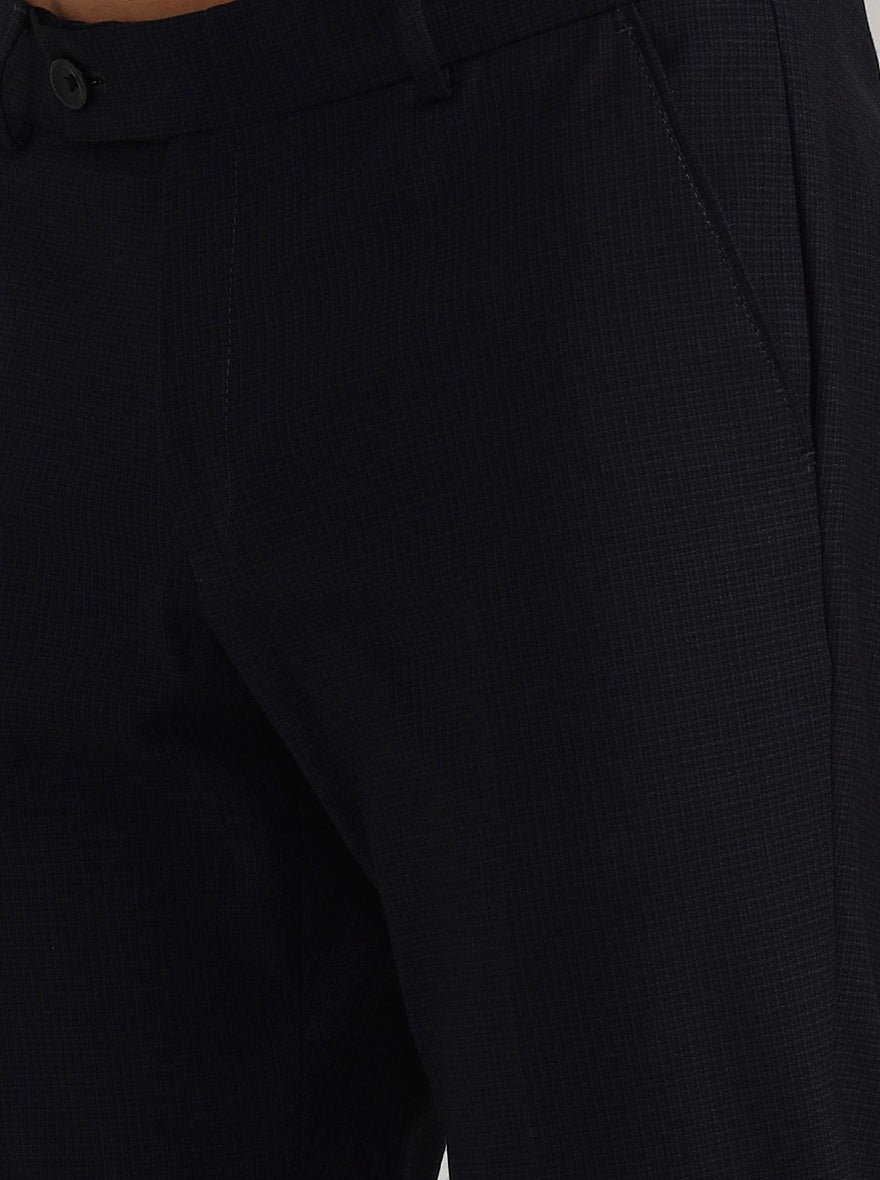 Grey Checked Slim Fit Formal Trouser | JadeBlue Youth