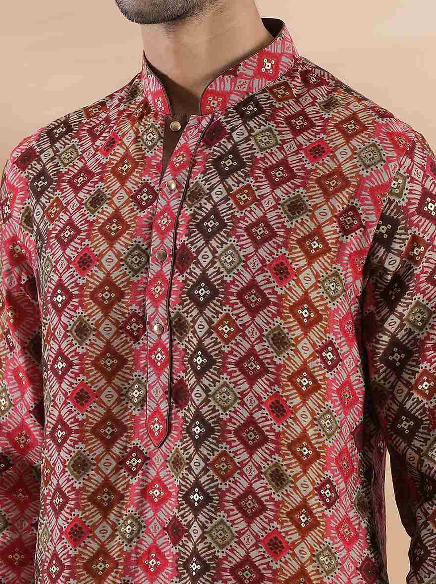 Brown Multi Printed Kurta | The Kurta Company