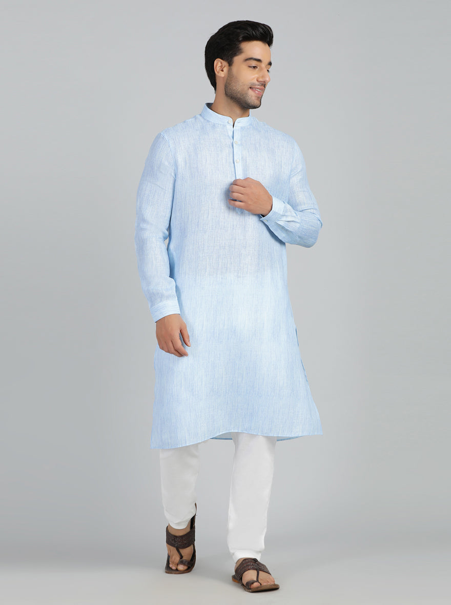 Sky Blue Solid Regular Fit Modi Kurta | JadeBlue